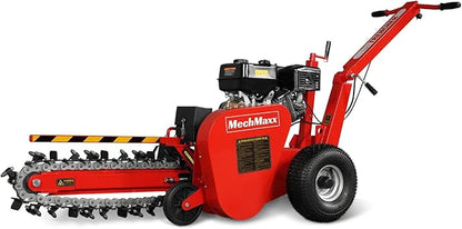 420cc 15HP E-Start Gas Powered Cable Ditching Trencher, 24'' Trench Depth, 27pcs Carbide Alloy High-Pressure Teeths, TCR1500 (Red)