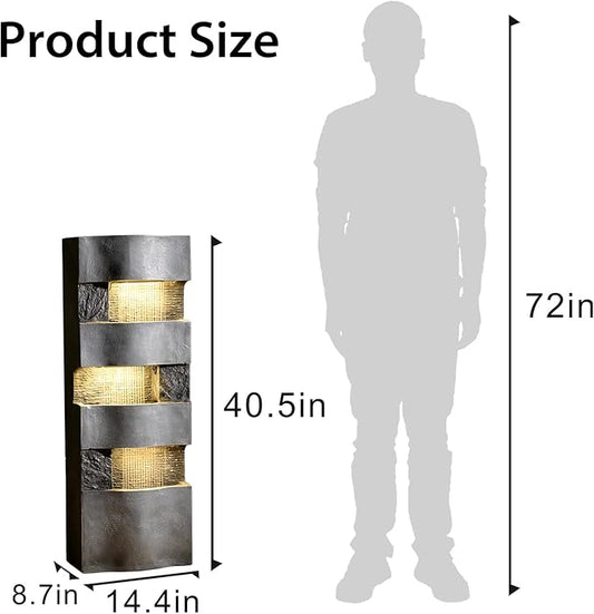 40.5''H Garden Water Fountain Outdoor,4 Tiered Floor Standing Waterfall Outdoor Fountains with LED Lights for Garden, Patio, Backyard, Deck, Porch and Home Art Decor