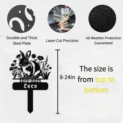 Custom Rabbit Grave Marker,Personalized Bunny Memorial Garden Stake,Pet Memorial Gift,Remembrance Stake,Loss of Bunny,Sympathy Sign Rabbit 8inch