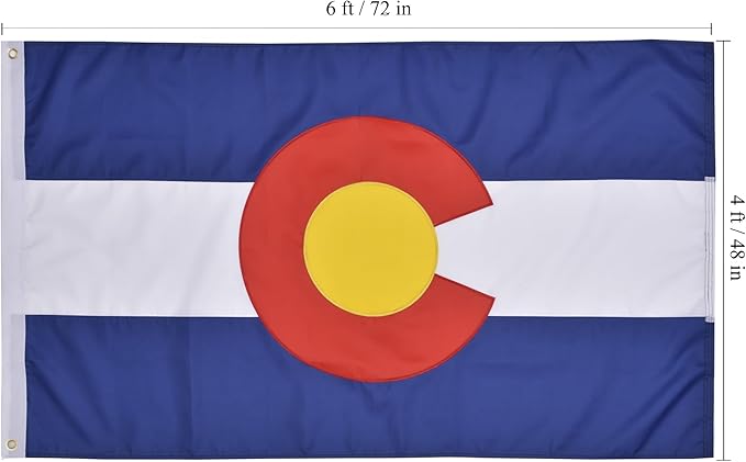 Colorado State Flag 4x6 Ft Deluxe Full Embroidered Premium Polyester Durable CO Outside Flag with Sewn Stripes and Brass Grommets for Indoor/Outdoor