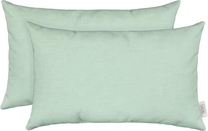 RSH DECOR: Sunbrella Lumbar Throw Pillows Set of 2 | 20" x 12" | Water and Fade-Resistant Performance Fabric | Outdoor Pillow Covers with Down-Alternative Inserts | Canvas Spa