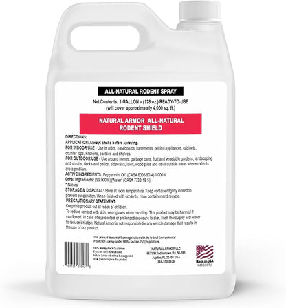 Peppermint Repellent for Mice/Mouse, Rats & Rodents. Natural Spray for Indoor & Outdoor Use. Natural Armor Rodent Shield. 320 Fl Oz (2.5 Gallons)
