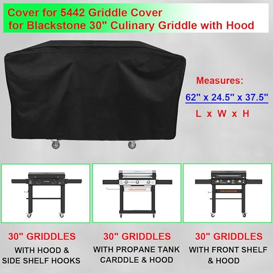 Griddle Cover for Blackstone 30" Culinary Griddle with Hood, 600D Heavy Duty Waterproof Flat Grill Cover for Blackstone 30 Griddle Cover