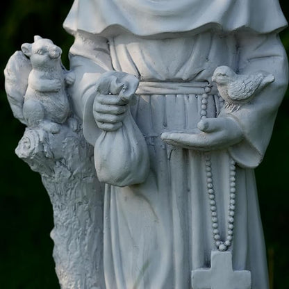 St Francis Garden Statues, Saint Francis of Assisi Catholic Christian Yard Decor Lawn Garden Patio, Outdoor Sculptures Art Decorations, Grey