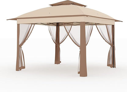 11x11 Pop Up Instant Gazebo Tent for Backyard, Pop Up Gazebo With Mosquito Netting, Outdoor Canopy Gazebos Waterproof With Portable Carrying Bag