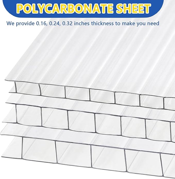 Polycarbonate Greenhouse Panels, Twin-Wall Polycarbonate Sheet, Clear Panels for Greenhouse,Outdoor Garden, Plant Stand Roof (Grey 47.2''H x 23.6''W x 0.16''T, 14)