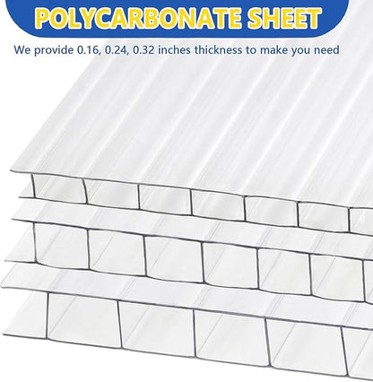 Polycarbonate Greenhouse Panels, Twin-Wall Polycarbonate Sheet, Clear Panels for Greenhouse,Outdoor Garden, Plant Stand Roof (Grey 47.2''H x 23.6''W x 0.16''T, 14)
