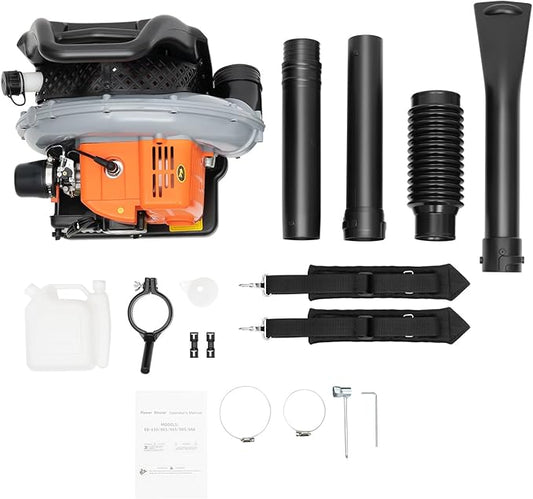 63CC Backpack Gas Powered Leaf Blower, Commercial 2.7kW 850CFM 4.3HP 2-Stroke Powerful Lightweight Gasoline Grass Lawn Blower with Harness Air-Cooled & 1.8L Fuel Tank for Yard Lawn Care, Snow Removal