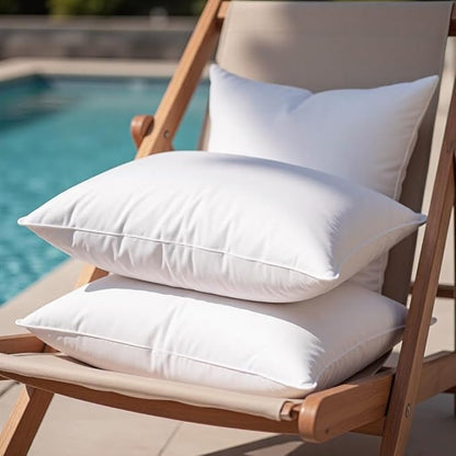 12 x 20 Outdoor Pillow Inserts Set of 2 Waterproof Rectangular Lumbar Support White Decorative Throw Pillow Inserts for Couch Sofa Beds Patio Furniture Cushions