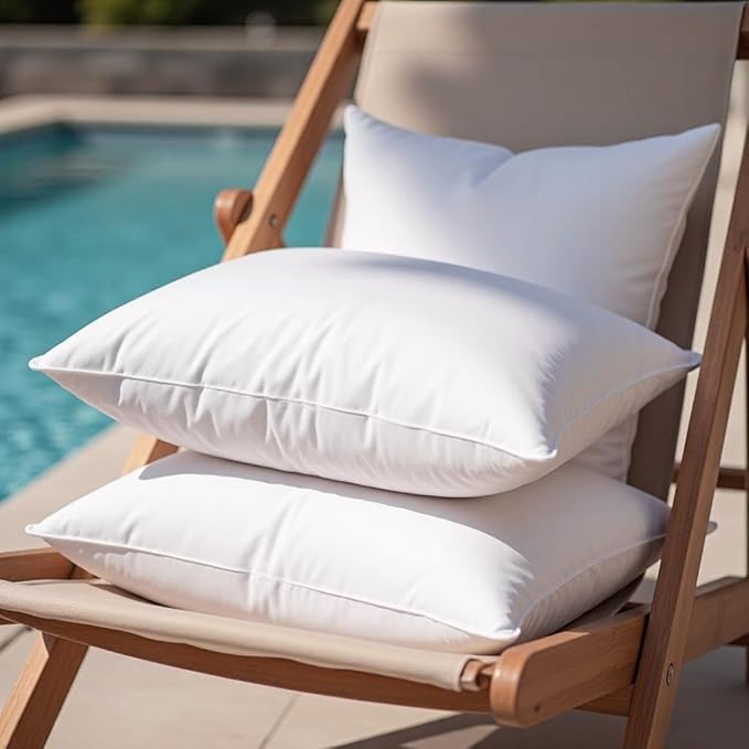 16 x 16 Outdoor Pillow Inserts Set of 2 Waterproof Square Support White Decorative Throw Pillow Inserts for Couch Sofa Beds Small Patio Furniture Cushions