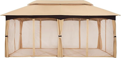 MASTERCANOPY Outdoor Patio Gazebo for Garden with Upgrade Steel Frame and Netting Walls (10x20,Beige)