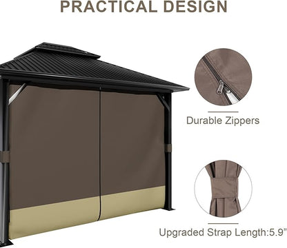 BPS 12' x 14' Gazebo Curtain Privacy 4-Panel Sidewall Outdoor Replacement Shade (Only Curtain)