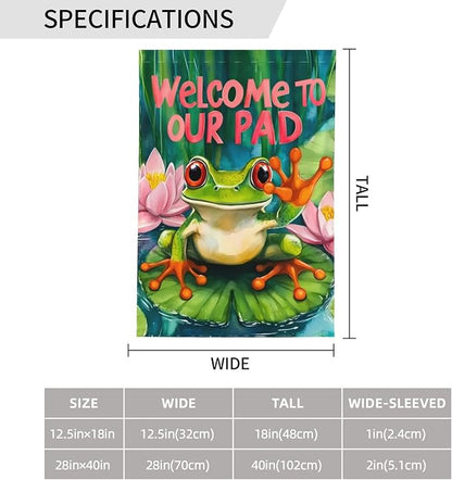 Frog Garden Flag Vertical Double Sided Outdoor Yard Flags 12.5x18 Inch Burlap Banners for House Lawn