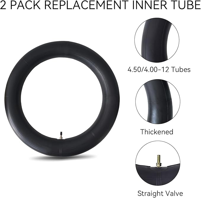HXYCNNA 2 Pack 4.50-12 4.00-12 Inner Tube Heavy Duty with TR13 Straight Stem for Golf Carts Tractor Hand Trucks, Wheelbarrows, Mower