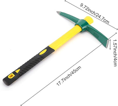 ZOENHOU 17.7 Inch Pick Mattock Hoe, Forged Garden Pick, Weeding Mattock Hoe Agriculture Hand Tools with Heavy-Duty Fiberglass Handle for Weeding Cultivating Camping or Prospecting
