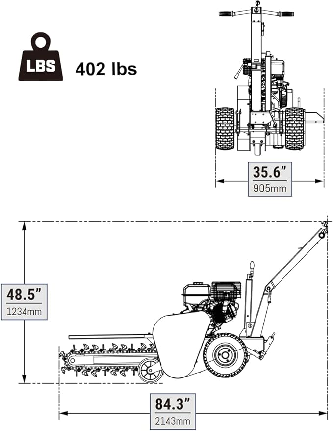 420cc 15HP E-Start Gas Powered Cable Ditching Trencher, 24'' Trench Depth, 27pcs Carbide Alloy High-Pressure Teeths, TCR1500 (Red)