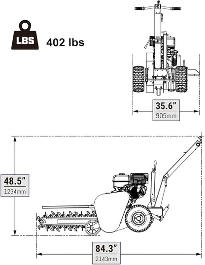 420cc 15HP E-Start Gas Powered Cable Ditching Trencher, 24'' Trench Depth, 27pcs Carbide Alloy High-Pressure Teeths, TCR1500 (Red)
