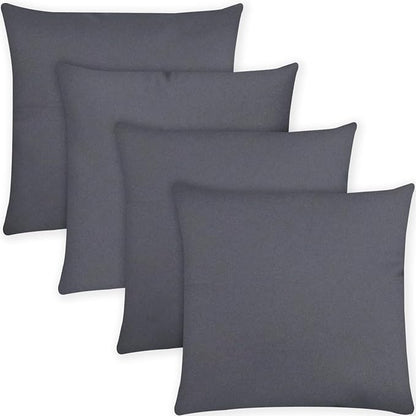 Covers & All Premium Square Throw Pillow Inserts with Covers Set of 4, 18 x 18 Inches Charcoal Gray, Decorative Cushions for Couch Sofa Home Decor Office Travel UV Resistant Waterproof Soft Cushions