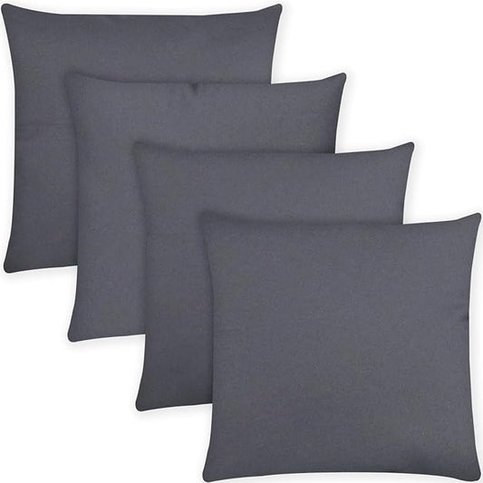 Covers & All Premium Square Throw Pillow Inserts with Covers Set of 4, 12x12 Inches Charcoal Gray, Decorative Cushions for Couch Sofa Home Decor Office Travel UV Resistant Waterproof Soft Cushions