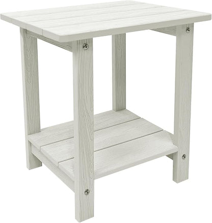 Outdoor Side Table, Weather Resistant Double Small Adirondack Side Table, Outdoor Indoor End Table for Chair, 17" Patio Table for Pool, Deck and Porch, Black (Item2, White)