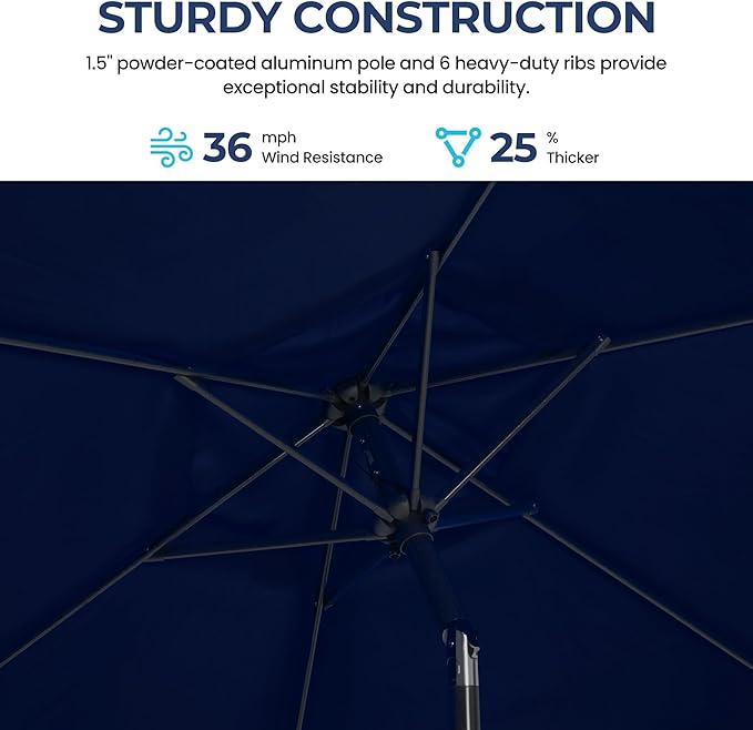 SUNVIVI OUTDOOR Outdoor Patio Umbrella, Patio Umbrella, Market Umbrella, Large Outdoor Umbrella, Metal Pole Umbrella with Push Button Tilt and Crank, Polyester Canopy