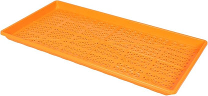 SUNPACK 10" x 20" Heavy Duty Mesh Plastic Seed Starting Tray, Orange, 1" (Pack of 10) - Ensures Water Drainage and Aeration, Perfect for Greenhouses or Indoor Gardening