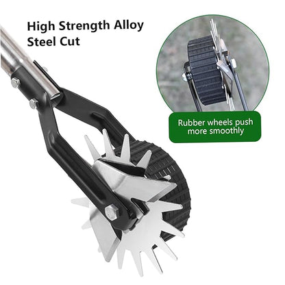 Edger Lawn Tool 67.3 Inch Manual Grass Edger with 4 Sections Stainless Steel Handle and Wheel, Rotary Garden Edging Tool for Landscaping, Sidewalk, Yard