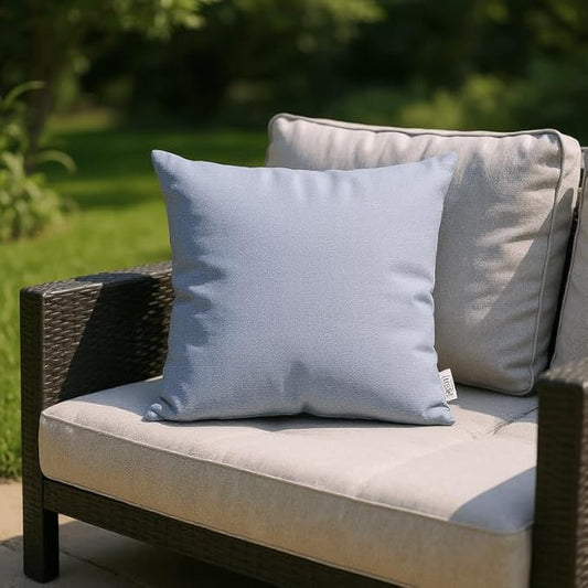 RSH DECOR: Sunbrella Square Throw Pillows Set of 4 | 24" x 24" | Water and Fade-Resistant Performance Fabric | Outdoor Pillow Covers with Down-Alternative Inserts | Canvas Air Blue