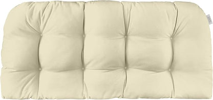 RSH DECOR: Sunbrella Tufted Wicker Loveseat Cushion | 41” x 19" | Water and Fade-Resistant Performance Fabric | Outdoor Settee Cushion for Patio Furniture | Canvas Canvas