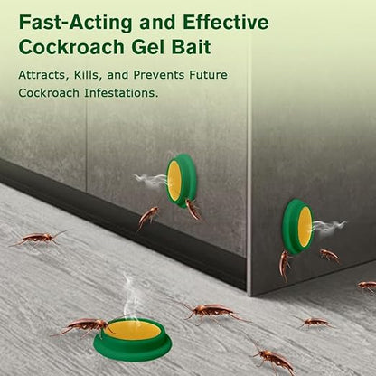 48 Pack Cockroach Gel Bait, Highly Effective Roach Killer Indoor Infestation Solution, Fast Acting Cockroach Killer Indoor Home Kitchen Use, Easy to Apply & No Mess Roach Bait Gel, Long-Lasting