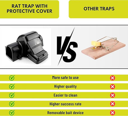 Rat Trap Set - Fast Kill Indoor & Outdoor Solution for Large Rats & Mice - Comes with 2 Gloves & User Manual for Easy Setup - Ultimate Choice