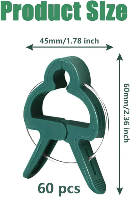 60 Garden Plant Clips,Plant Support Clips Hold Plant Stems, for Multi-Purpose Plants Rattan Clip Rose, Sturdy Cucumber Orchid Clip Plant Support Adjustable Clip Green (Large 60Pcs), DHYWJ-01