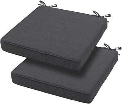 Magpie Fabrics Square Corner Seat Cushion, 18" x 18" x 2.5", 2 Pack, Indoor/Outdoor Waterproof Weather Resistant Universal Chair Pads for Patio Garden Dining - Dark Gray