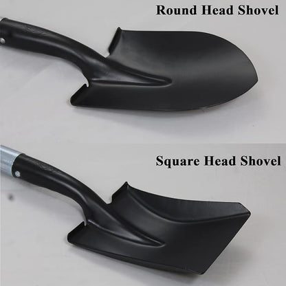 Round Shovel (1 Pack) and Square Shovel (1 Pack), 27 Inches in Length with D-Cup Mini Handle Shovels, Sturdy Build and Easy to use, Firm and Comfortable Durable Handle, Built to Last