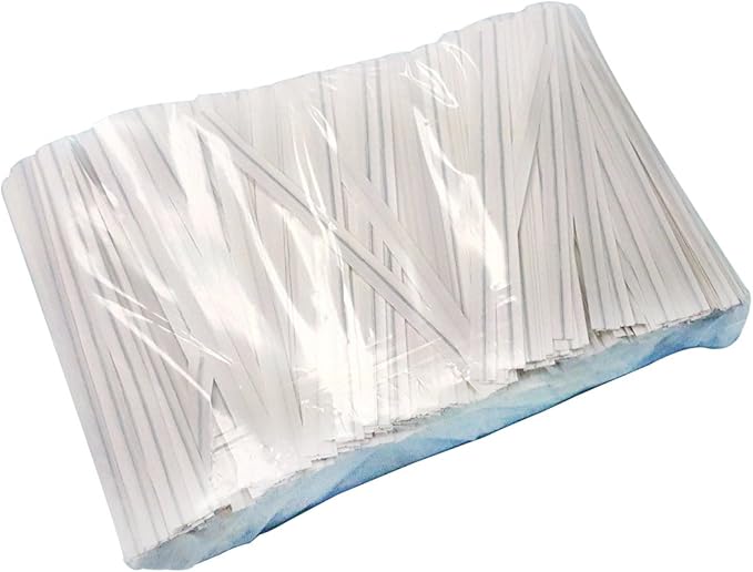 4" White Twist Ties, 500 Count, Plastic Coated, No Rip, Ideal for Party Favor Bags, Small Orders Packaging, Food Packing, Bakery Goods Packing