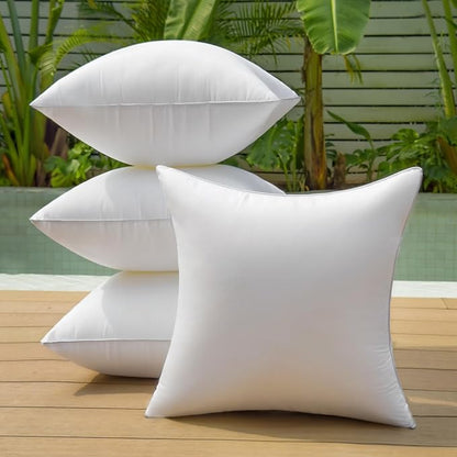 20 x 20 Outdoor Pillow Inserts Pack of 4 Patio Furniture Pillows Cushion Waterproof Square Throw Pillow Inserts Decorative Couch Pillow Inserts White Sofa Sham Cushion Stuffer