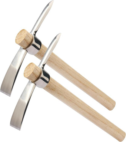 2 PCS 16 Inch Mattock Pick Axe, Stainless Steel Pick Mattock Hoe, Garden Pick, Pick Mattock for Weeding, Loosening Soil, Planting Vegetables, Digging Holes, Chopping Roots and Much More