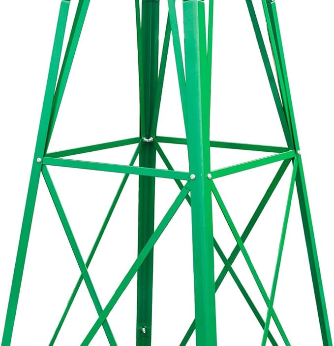 8FT Windmill for Yard Garden Decoration with Weather Vanes，Heavy Duty Outdoor Wind Mills, Large Metal Outdoor Windmill, Weather Resistant,Green