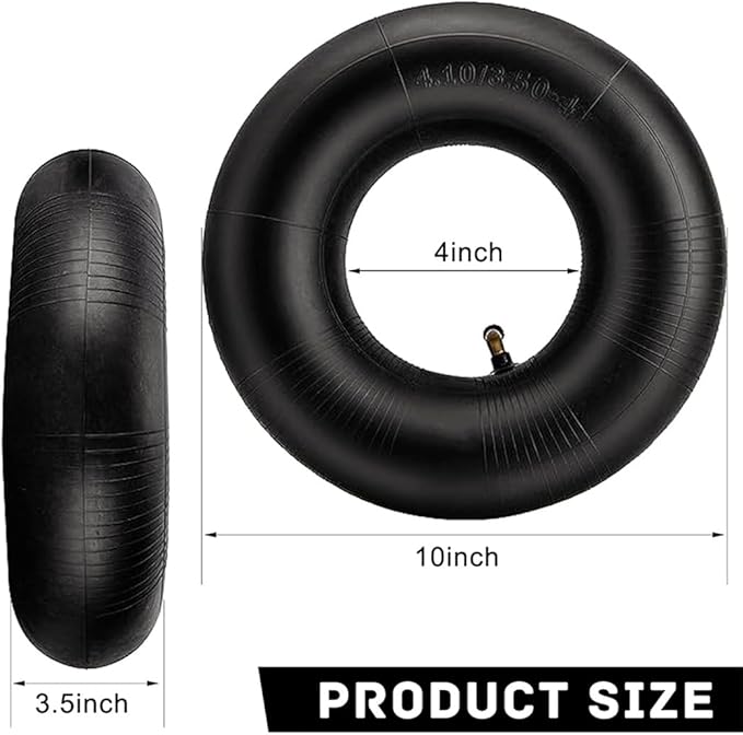 4.10/3.50-4 Inner Tube 2 Pack Heavy Duty Replacement Inner Tubes with TR-87 Bent Valve Stem for Wheelbarrows Mowers Hand Trucks