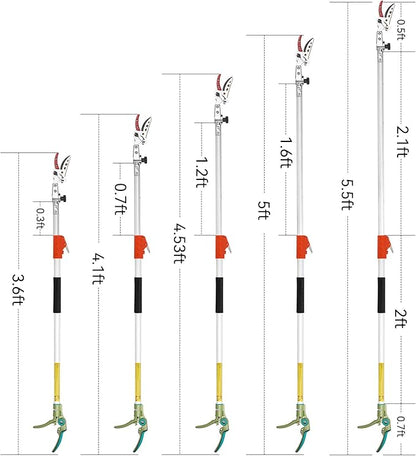 Extendable Tree Cutter, 3.67-5.45 FT Telescopic Pole Pruner, Lightweight Aluminum Handle, Teflon-Coated Blade, Cuts Up to 1/2 Inch, Ideal for Fruit Picking & Tree Branch Cutting | LFX101