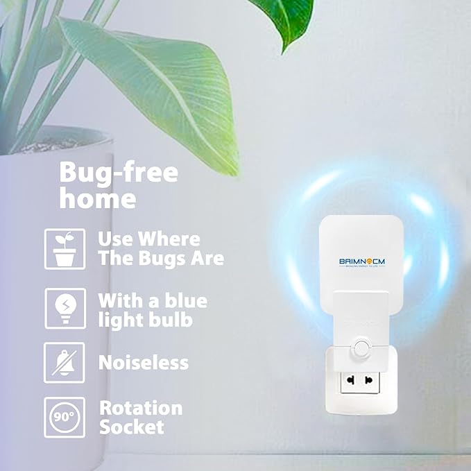 Blue Light Bug Catcher Indoor Plug in, Gnat Traps for House, Indoor Fly Trap for Fruit Fly, Moth and Mosquito, Flying Insect Catcher, 4 Device+8 Refills
