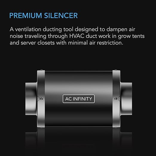 AC Infinity Inline Duct Fan Silencer, 6" Noise Reduction Muffler Blower Silencer for Indoor Hydroponics Grow Tent Ventilation Systems