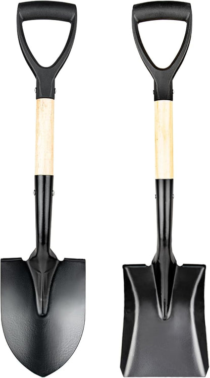 26-inch Small Square Sand and Soil Digging Pointed Shovel with D-Shaped Handle, Vehicle-Mounted Metal Camping Iron Spade, Garden Shovel, Gardening Tools with Wooden Handles (Small Pointed Shovel)