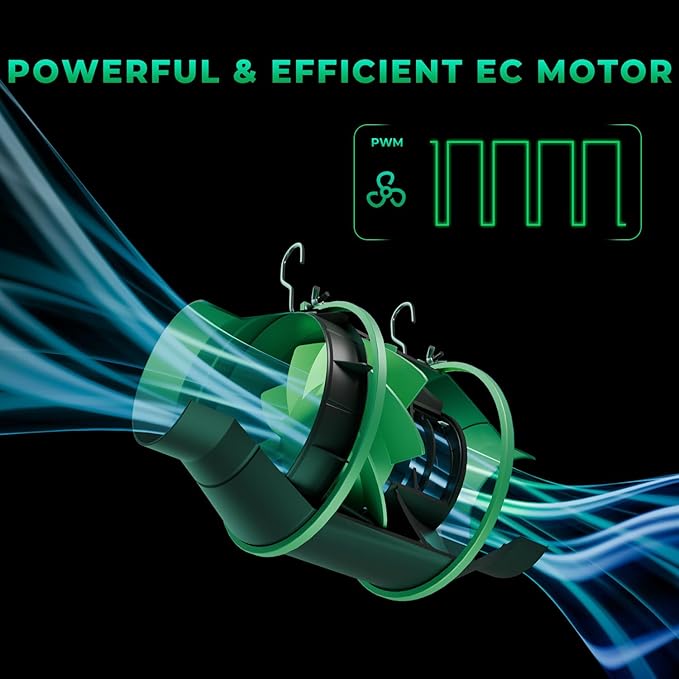 MARS HYDRO iFresh 4 Inch Smart Inline Fan Combo, with Variable Speed Controller, for Heating Cooling Booster, Grow Tents