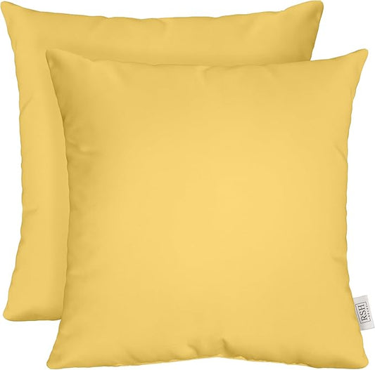 RSH DECOR: Sunbrella Square Throw Pillows Set of 2 | 24" x 24" | Water and Fade-Resistant Performance Fabric | Outdoor Pillow Covers with Down-Alternative Inserts | Canvas Buttercup Yellow