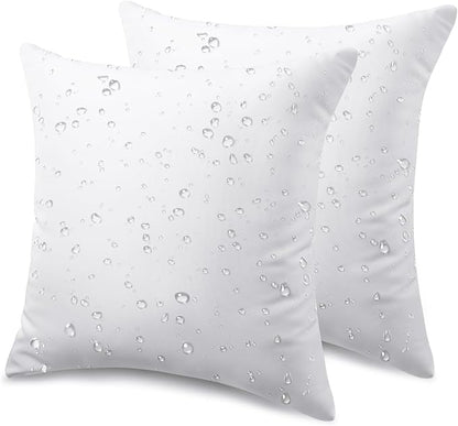 Phantoscope Pack of 2 Premium Outdoor Pillow Inserts, Dual Usage Waterproof Throw Pillows No Cover Needed, Decorative Couch Sham Cushion Stuffer Patio Couch Tent, White 18 x 18 Inches