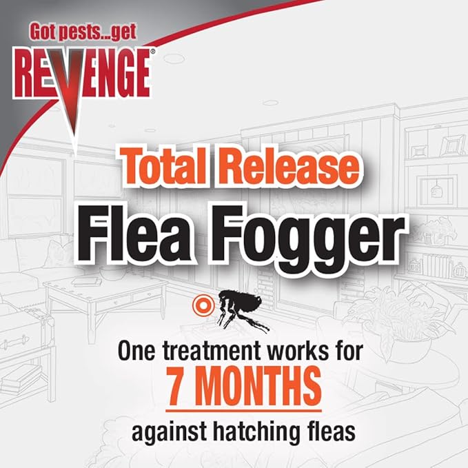 Revenge Total Release Flea Fogger, Pack of 3 6 oz Ready-to-Use Cans, Long Lasting Formula Kills Fleas and More
