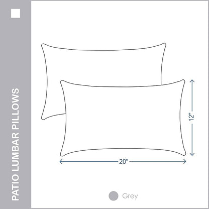 Indoor Outdoor Lumbar Pillows,Waterproof Outdoor Pillows Set of 2 for Patio Furniture,12×20 Inch,Grey