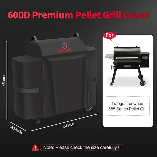 Comnova Grill Cover for Traeger Ironwood 885-600D Wood Pellet Smoker Cover for Traeger Waterproof & Heavy Duty, Premium Pellet BBQ Cover Accessory for Traegers Ironwood 885 Grills