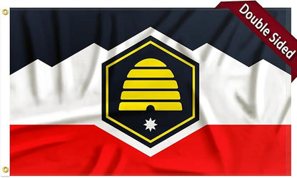 FLAGWIN New Utah Flag 3x5 FT - 3 Ply Double Sided Polyester Flag with Brass Grommets - Vivid Color and Fade Proof State of New Utah Flags 3x5 Outdoor